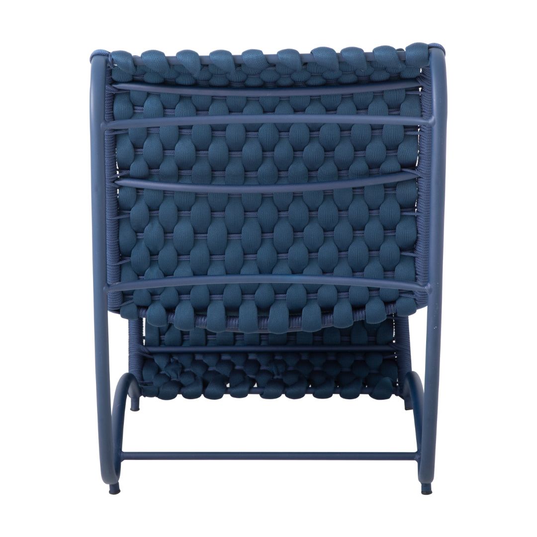 Wave Aluminum Armchair in Blue Color Nautical Knitting in Navy Blue Color