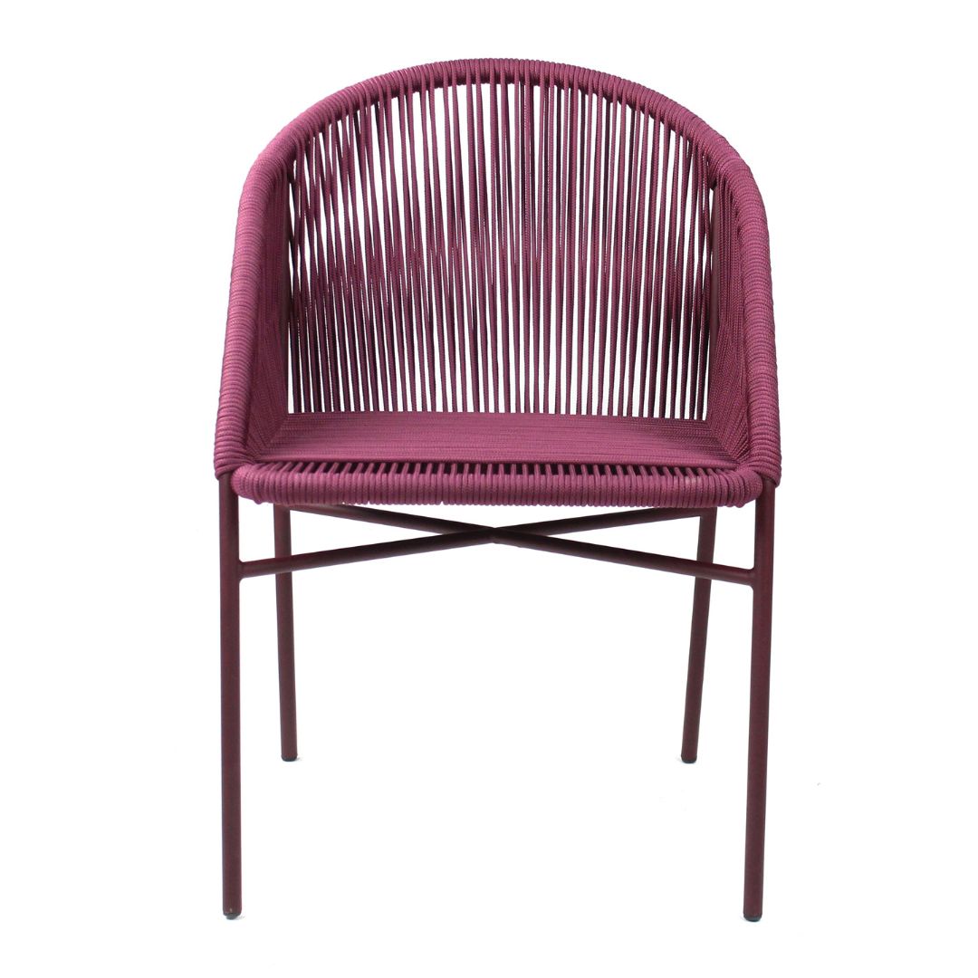 Zac Aluminum Armchair Burgundy Color Nautical Rope Wine Color