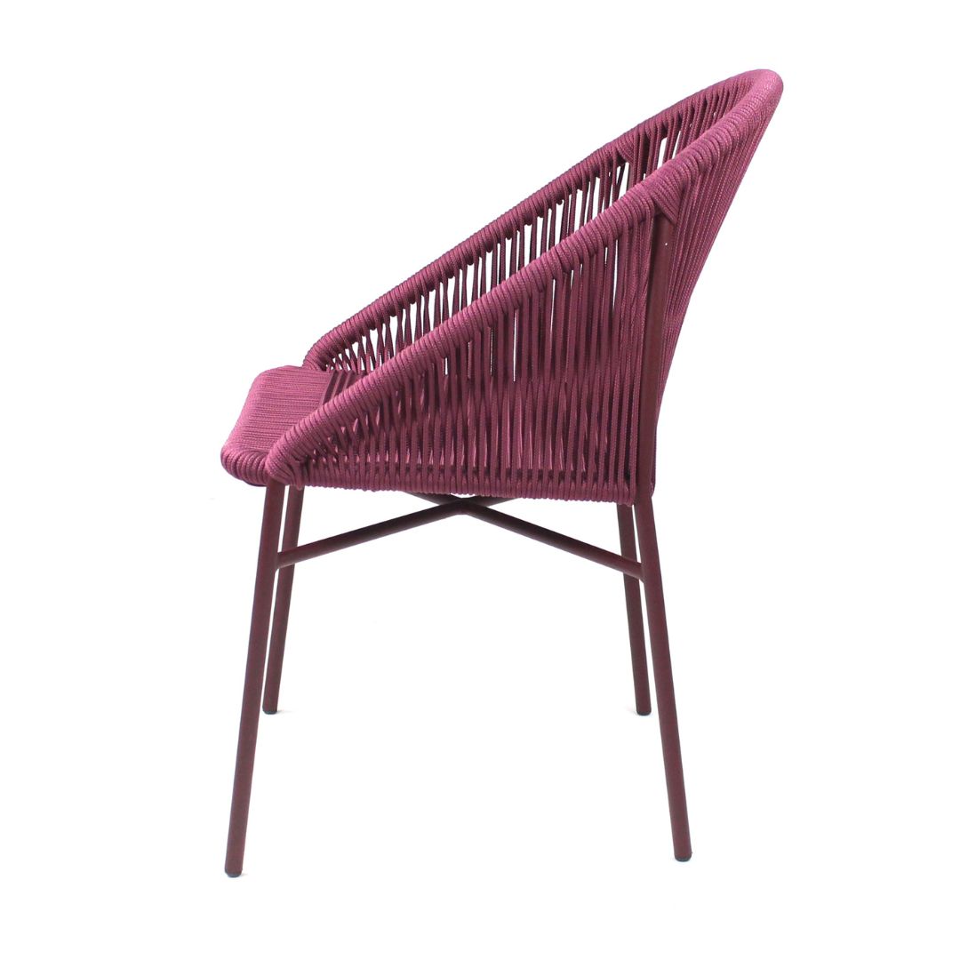 Zac Aluminum Armchair Burgundy Color Nautical Rope Wine Color