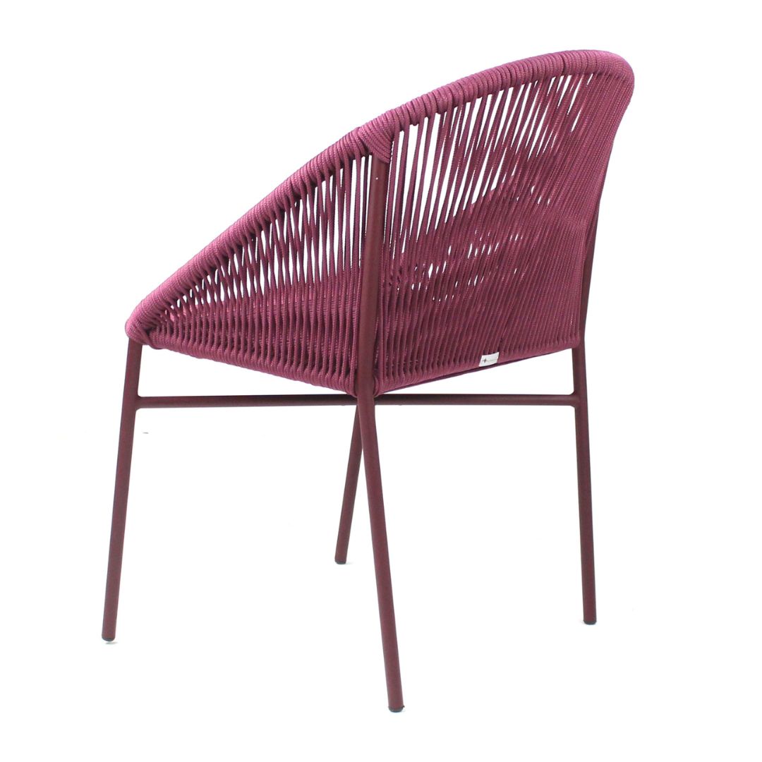 Zac Aluminum Armchair Burgundy Color Nautical Rope Wine Color