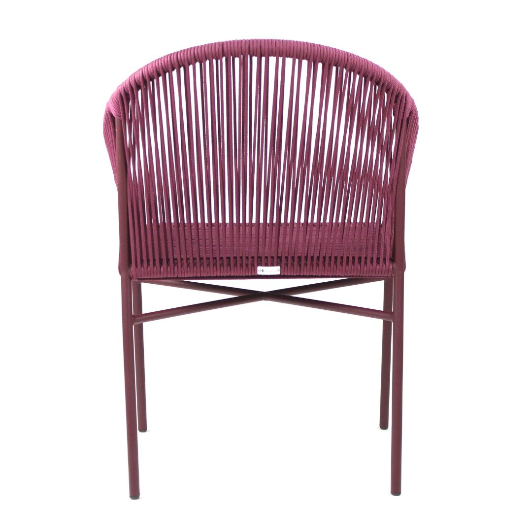 Zac Aluminum Armchair Burgundy Color Nautical Rope Wine Color