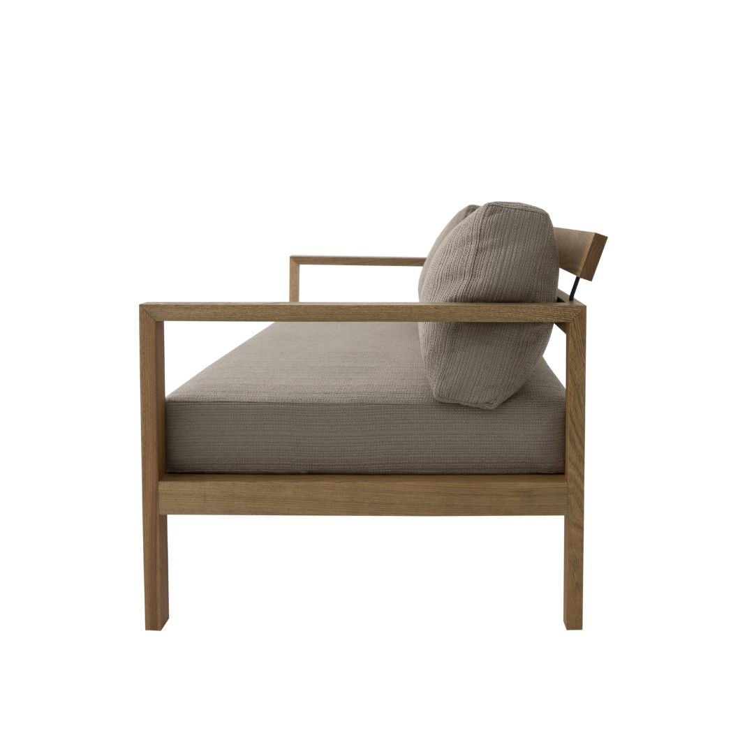 Bella Sofa Freijó Wood Backrest and Seat Upholstered in Sorrento Fendi Fabric