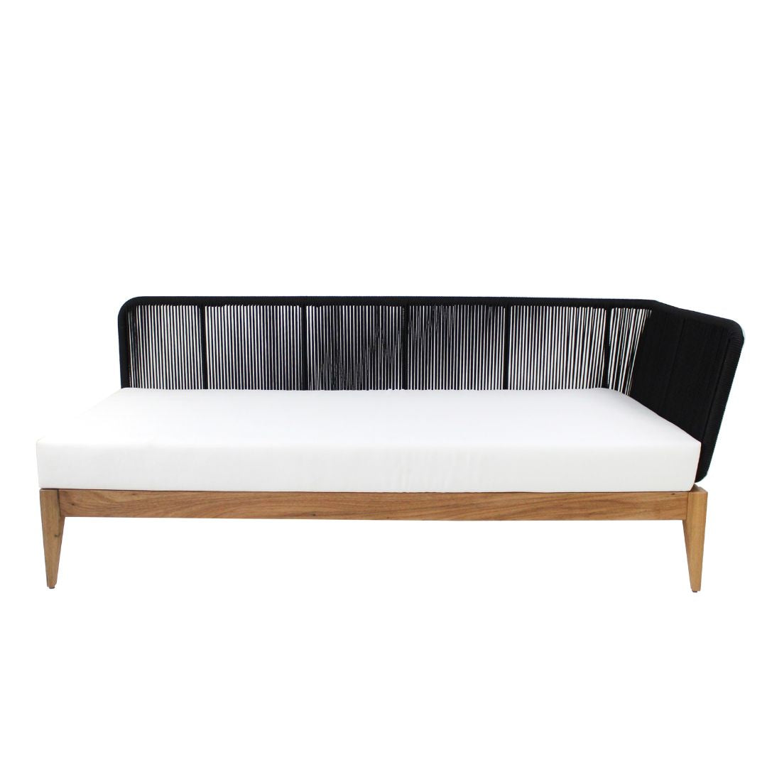 Sofá Maya Freijó Madera Aluminio Color Negro Cuerda Náutica Color Negro Asiento Tapizado Tela Dunas Crema
