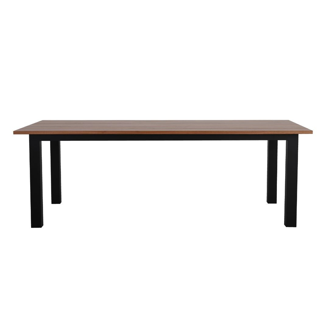 Mesa de Jantar Santorini 220x100cm Tampo Madeira Freijó Alumínio Cor Preto