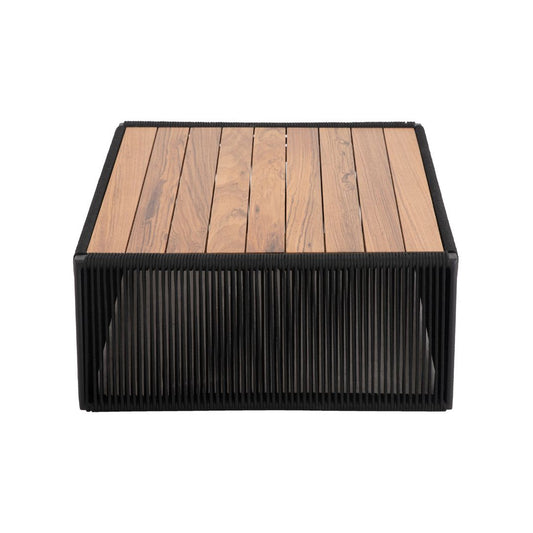 Riviera Coffee Table 90x70cm Freijó Wood Aluminum Black Color Nautical Rope Black