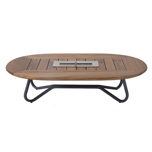 Armani Coffee Table 120x70cm with Fireplace Freijó Wood Aluminum Black Color