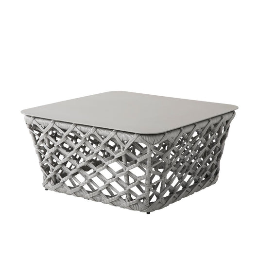 Costa Rica Coffee Table 72x72cm Aluminum Gray Color Nautical Rope Silver Color