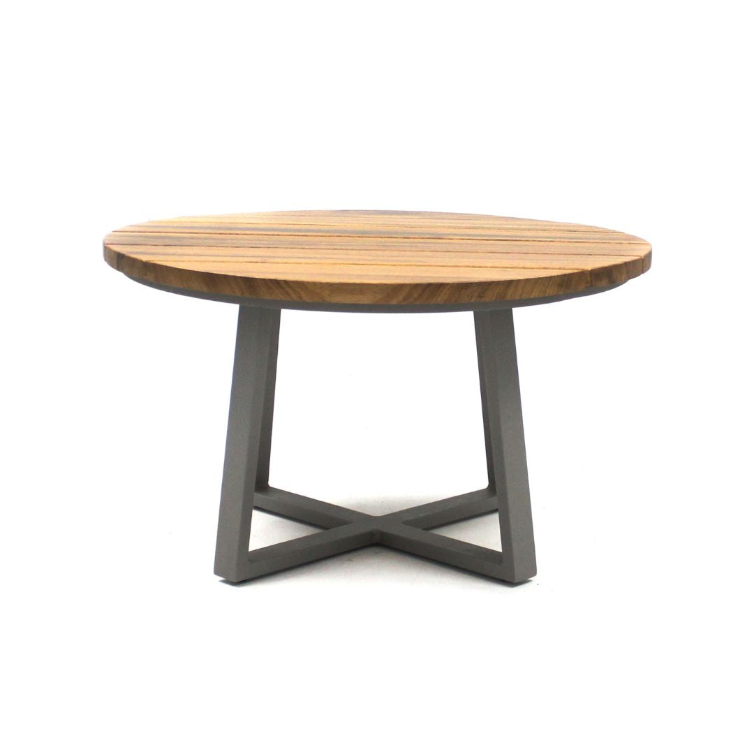 Mesa de Centro Jasmim 60cm Madeira Freijó Alumínio Cor Cinza