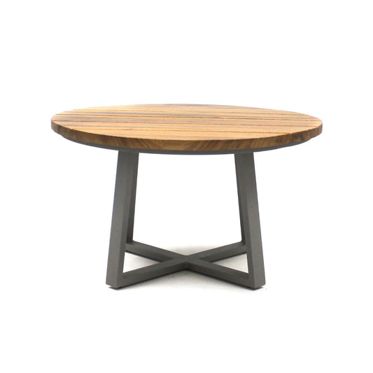 Jasmine Coffee Table 60cm Freijó Wood and Aluminum Gray Color