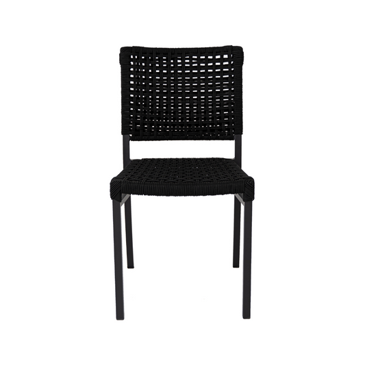 Cadeira Star Quadrada Alumínio Preto Corda Náutica Preto