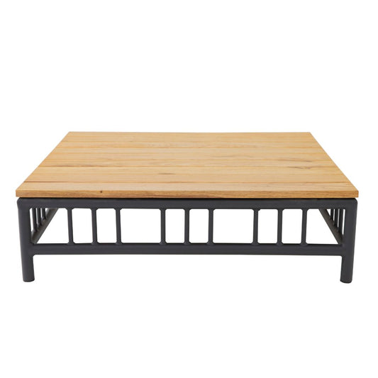 Morocco Coffee Table 90x90cm Freijó Wood and Aluminum in Lead Color