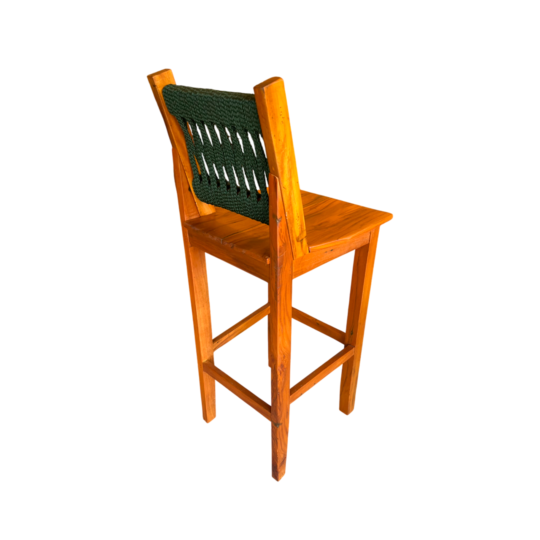 Solid Wood and Nautical Rope Stool in Blue