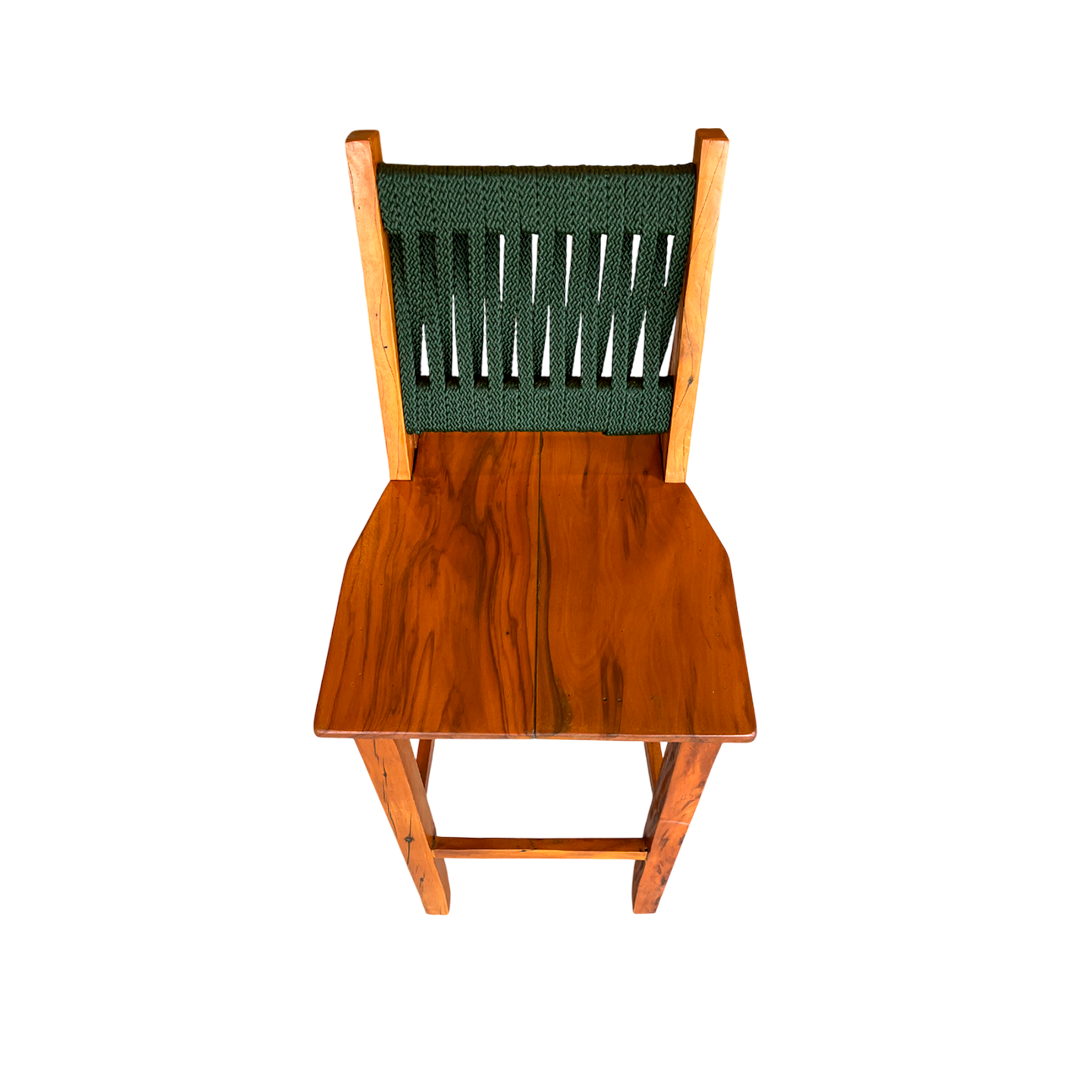 Solid Wood and Nautical Rope Stool in Blue