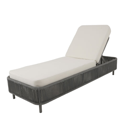 Copacabana Sun Lounger in Aluminum and Nautical Rope, Gray