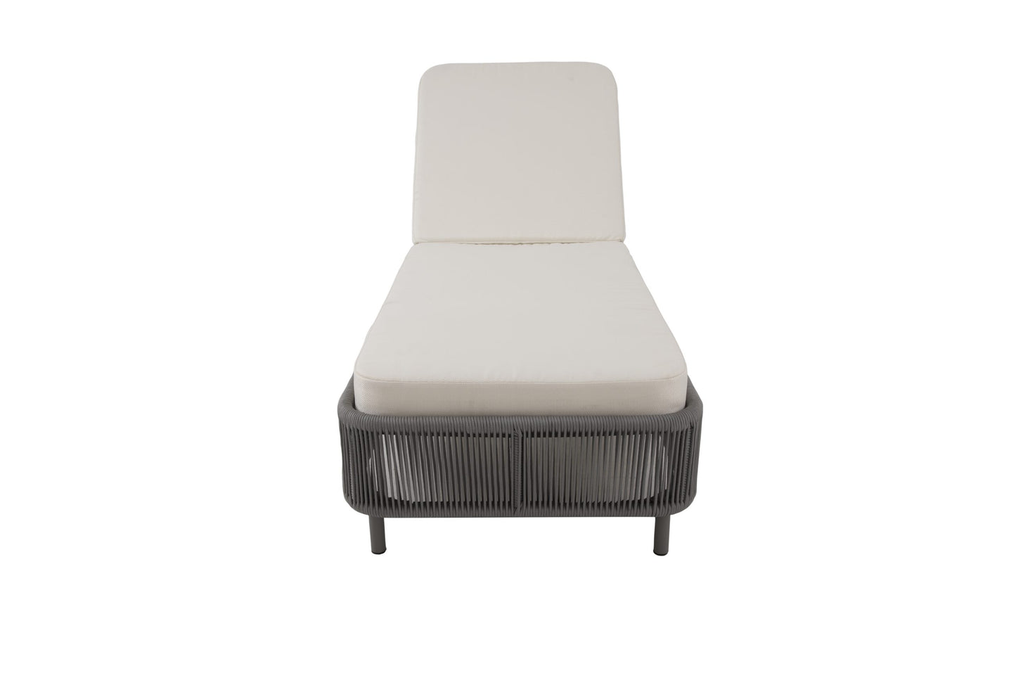 Copacabana Sun Lounger in Aluminum and Nautical Rope, Gray