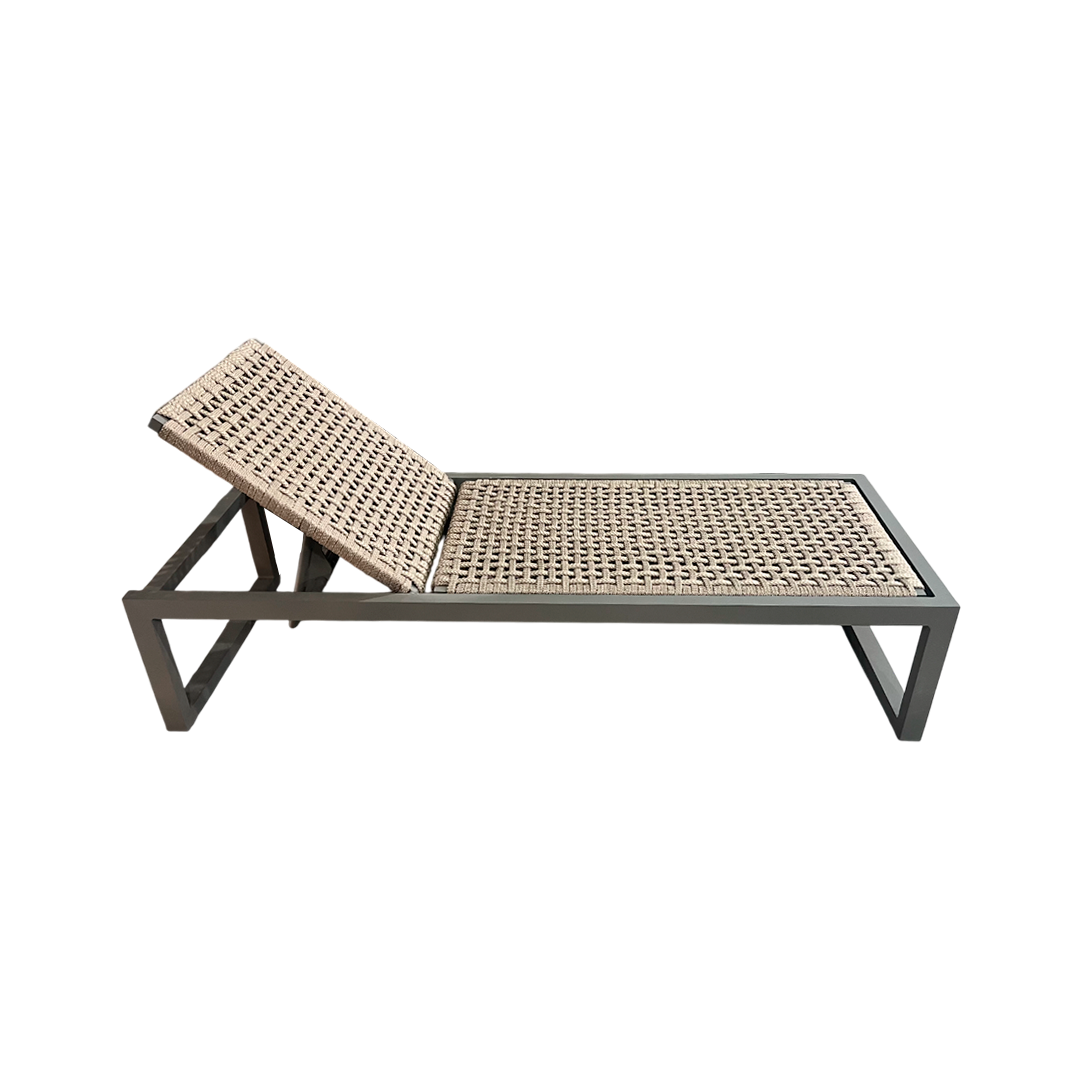 Sillón de Aluminio Dorado en color Marrón con Cuerda Náutica en color Marrón