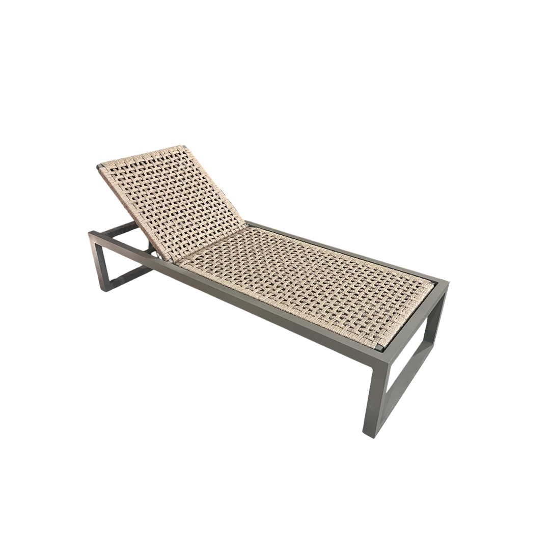 Sillón de Aluminio Dorado en color Marrón con Cuerda Náutica en color Marrón