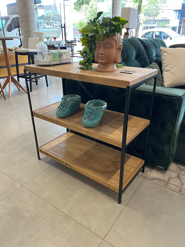 Ambiente 3 com Librería Industrial 3 Estantes Hierro y Madera color Miel