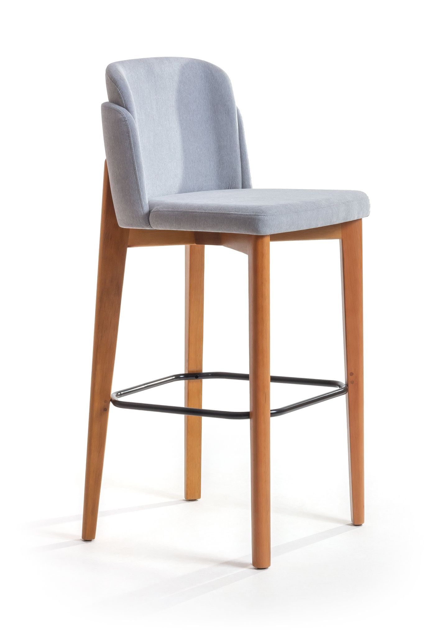 Banqueta Cloe Madeira 60 Metal Preto Detalhe em courino Preto Assento Tecido BR6001 | Toth Móveis