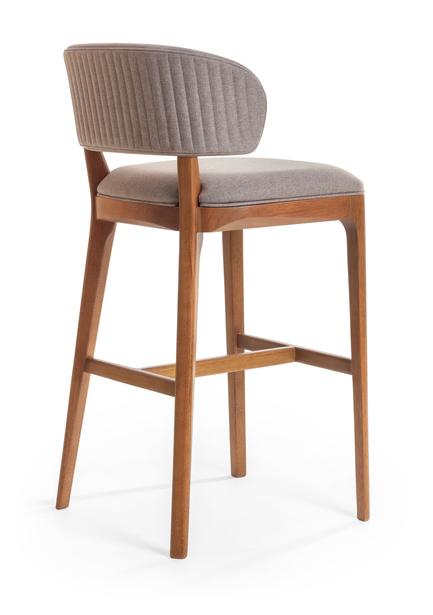 Banqueta Ester Madeira Damasco Assento Tecido AA60