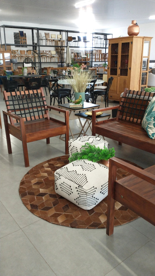 Ambiente 2 com Light Solid Wood Bench Set with Nautical Rope