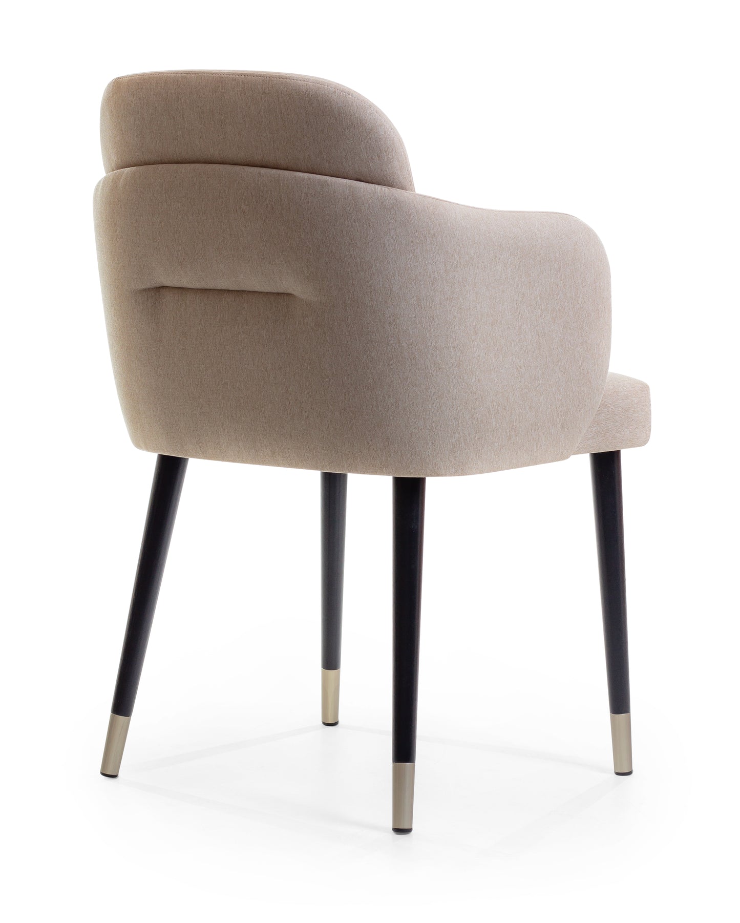 Luna Chair Matte Black Wood Upholstered Seat Fabric BR6020 with Gold Tip