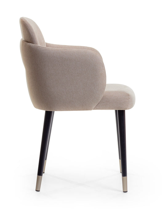 Luna Chair Matte Black Wood Upholstered Seat Fabric BR6020 with Gold Tip