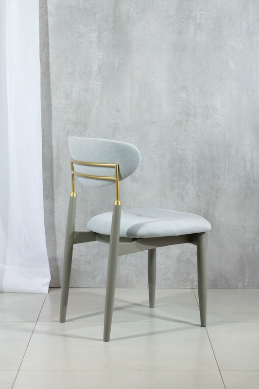 Silla Adara Madera Natural Metal Asiento Tapizado Tela BR6000