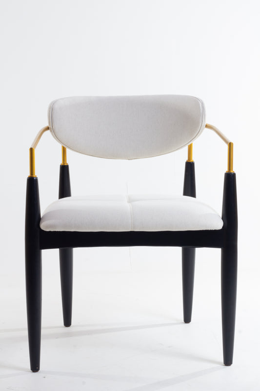 Silla Adara con Brazo Madera Asiento de Metal Negro Mate Dorado Tapizado Tela BR6000