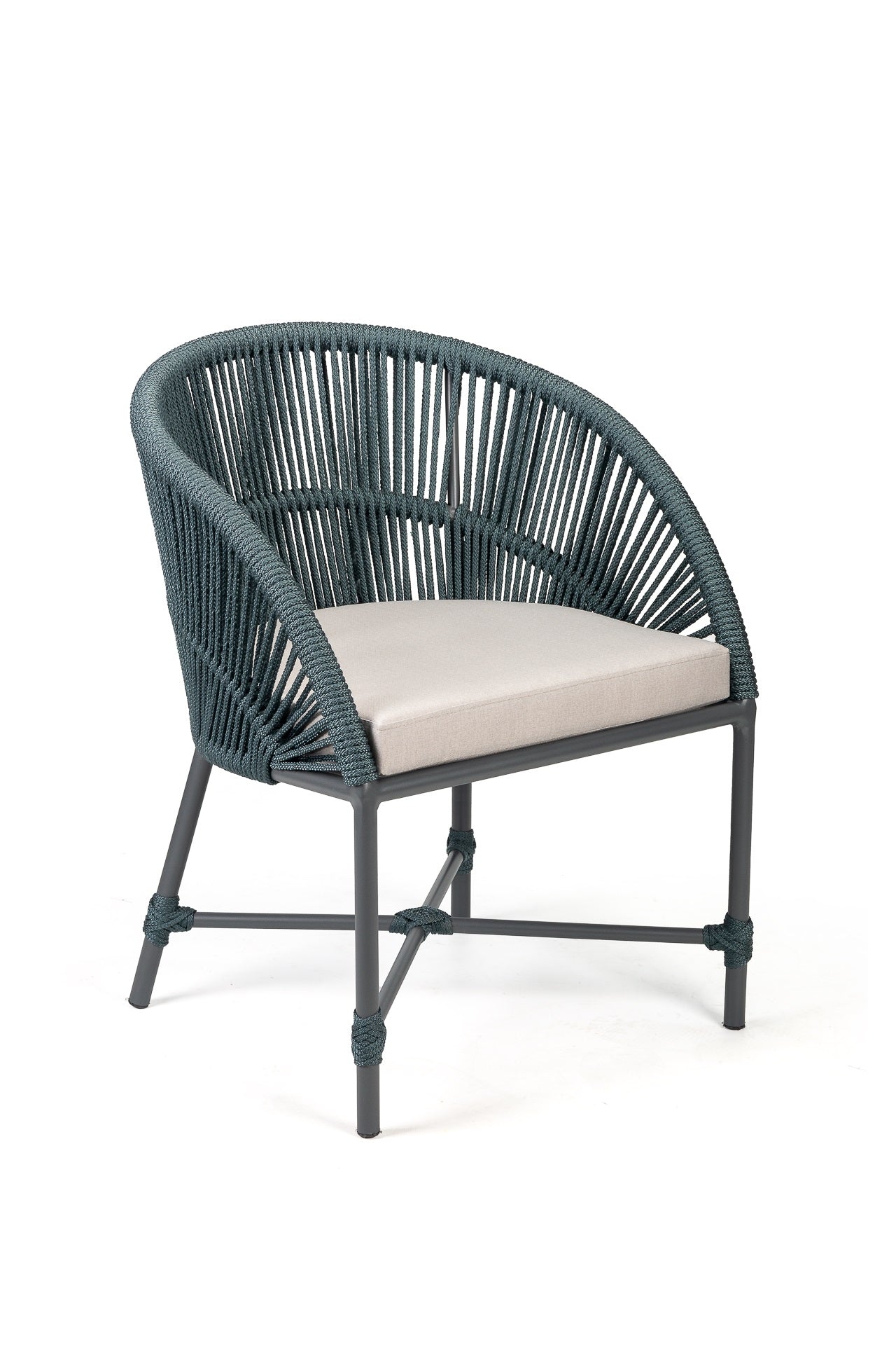 Jade Chair, Aluminum, Gray Color and Nautical Rope, Gray Color