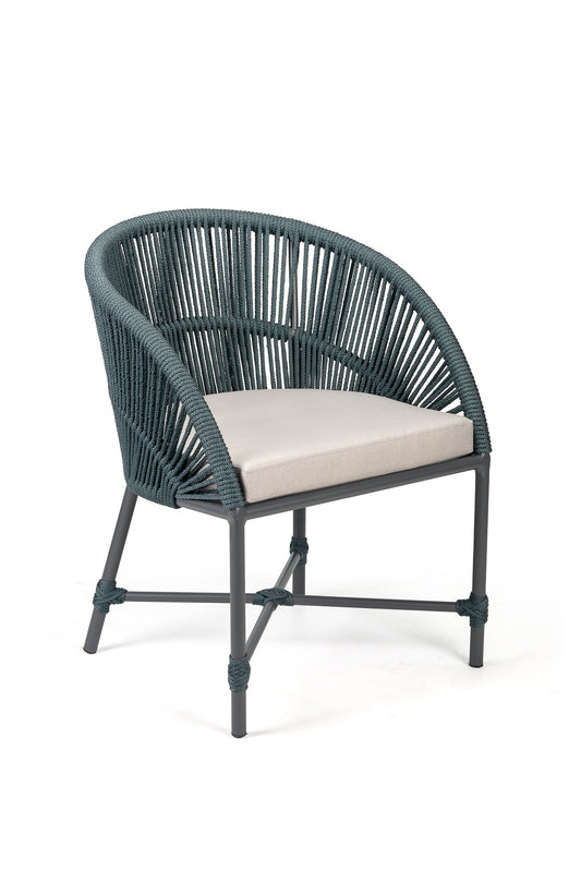 Cadeira Jade Alumínio Cor Cinza e Corda Náutica Cor Cinza
