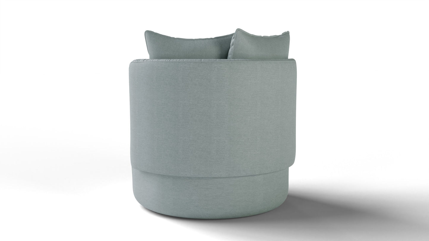 Luna Armchair with Swivel Base Upholstered in Sapphire Linen AA346
