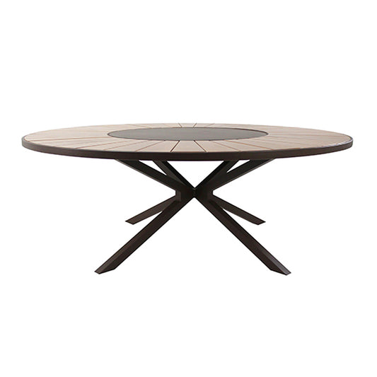 Gramado Round Table 180cm Wooden Top with Rotating Plate Aluminum Base Black Color