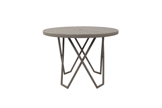 Alegra Round Table 100cm Champagne Color Aluminum Slatted Top