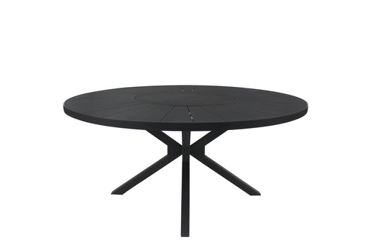 Gramado Round Table with 180cm Turntable, Black Aluminum