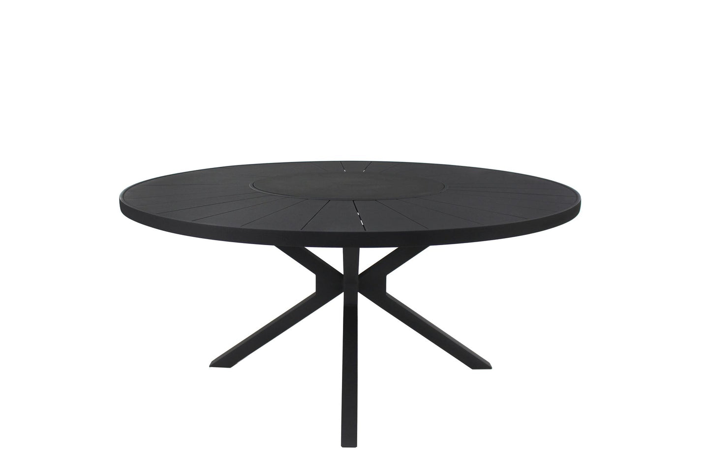 Gramado Round Table with 180cm Turntable, Black Aluminum | Toth Móveis