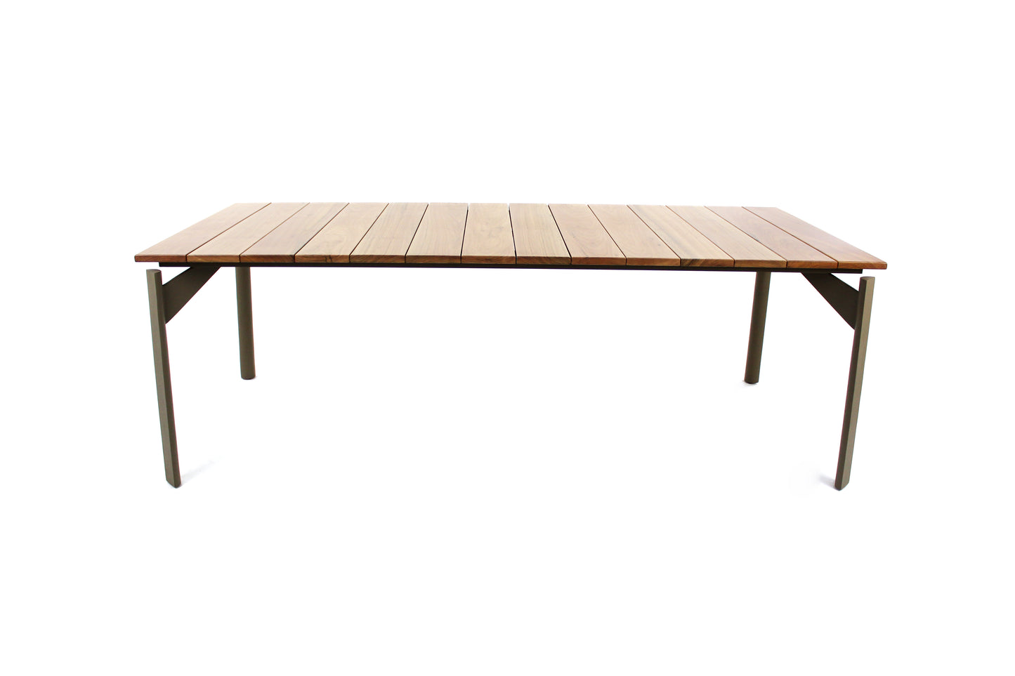 Mesa de Jantar Sky 220x100cm Tampo Madeira Freijó Alumínio Cor Fendi