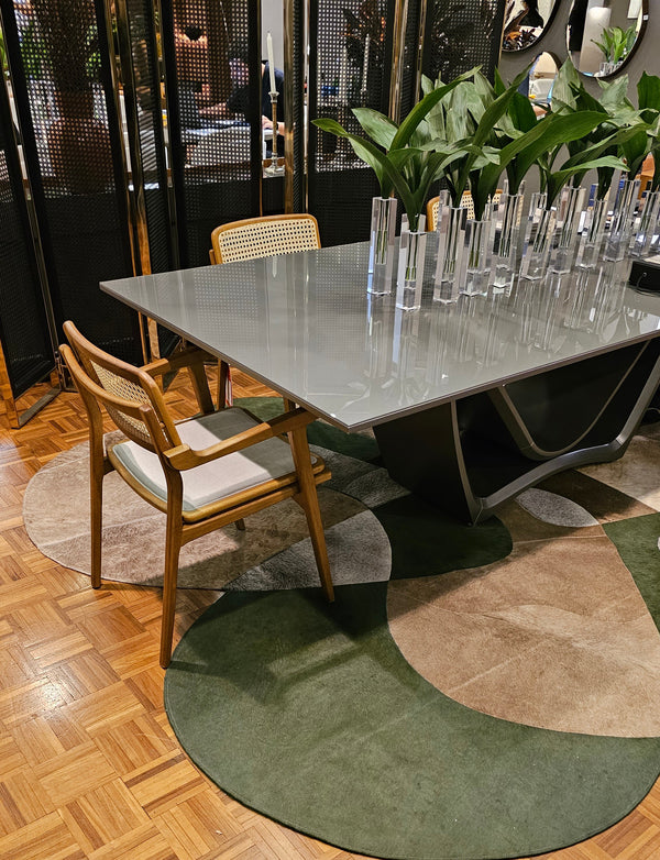 Ambiente 1 com Find Dining Table with Solid Tauari Wood Base and Glass Top 180x90x77cm