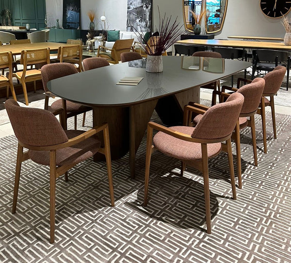 Ambiente 3 com Find Dining Table with Solid Tauari Wood Base and Glass Top 180x90x77cm