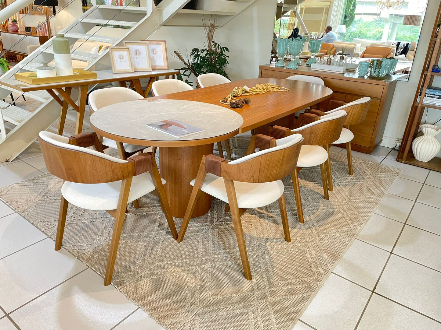 Mesa de Jantar Selena Madeira Jequitibá e Ts Rochedo 240x100cm