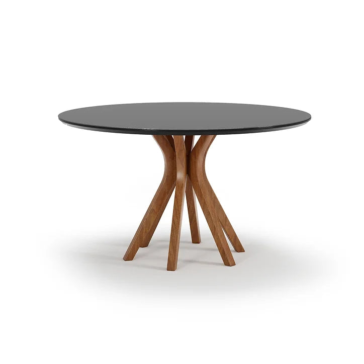 Mesa de Comedor Vegas Madera Champán con Negro 130cm - 5 Plazas