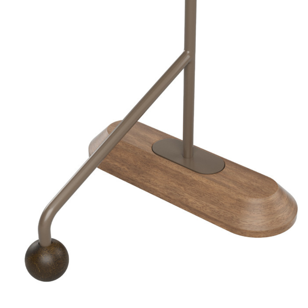 Sardenha Side Table in Brown Wood and Lead-Colored Carbon Steel