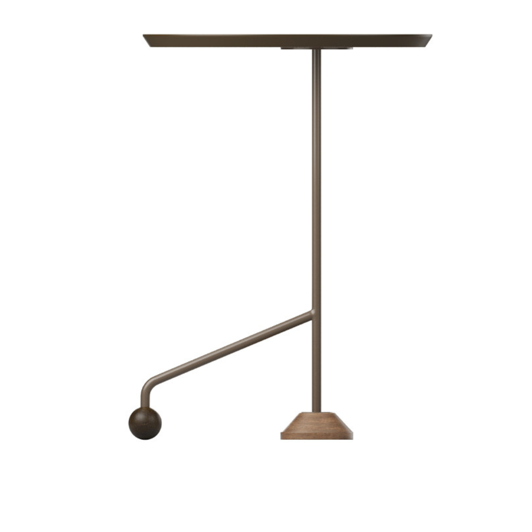 Sardenha Side Table in Brown Wood and Lead-Colored Carbon Steel