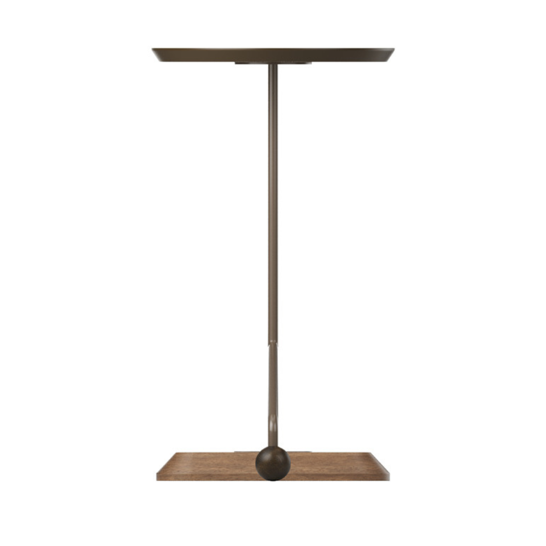 Sardenha Side Table in Brown Wood and Lead-Colored Carbon Steel