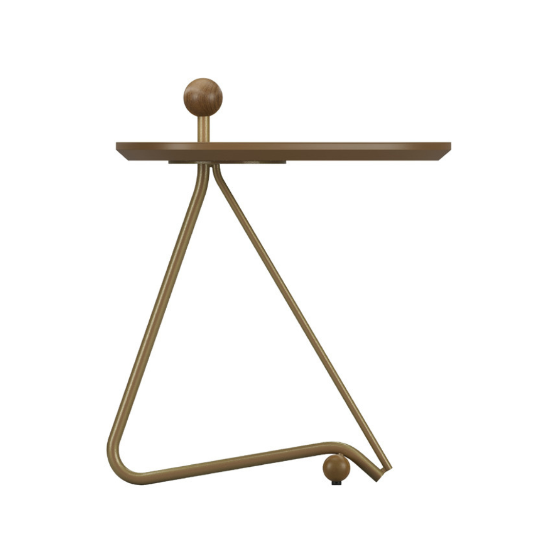 Mesa auxiliar Sardinia Madera marrón y acero al carbono color plomo