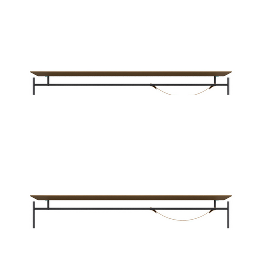 Sardenha Side Table in Brown Wood and Lead-Colored Carbon Steel