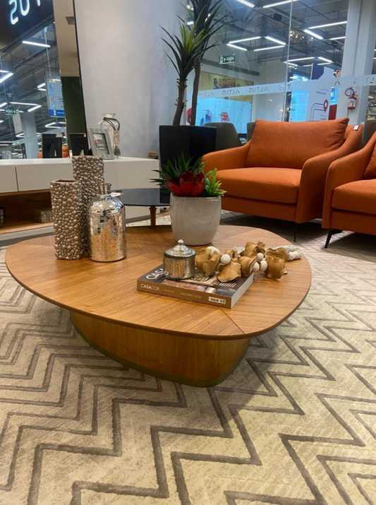 Sardenha Side Table in Brown Wood and Lead-Colored Carbon Steel