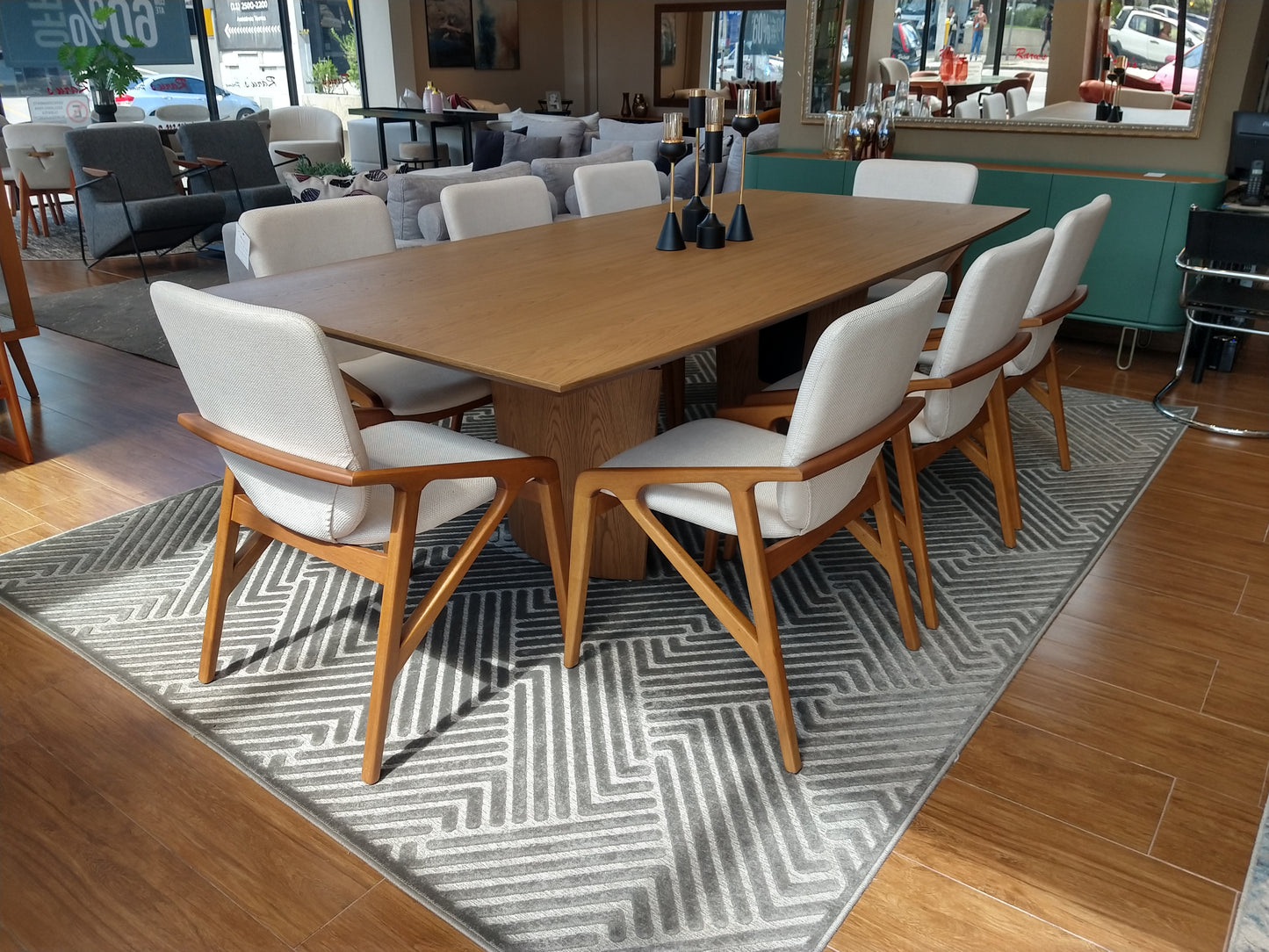 Find Dining Table with Solid Tauari Wood Base and Glass Top 180x90x77cm