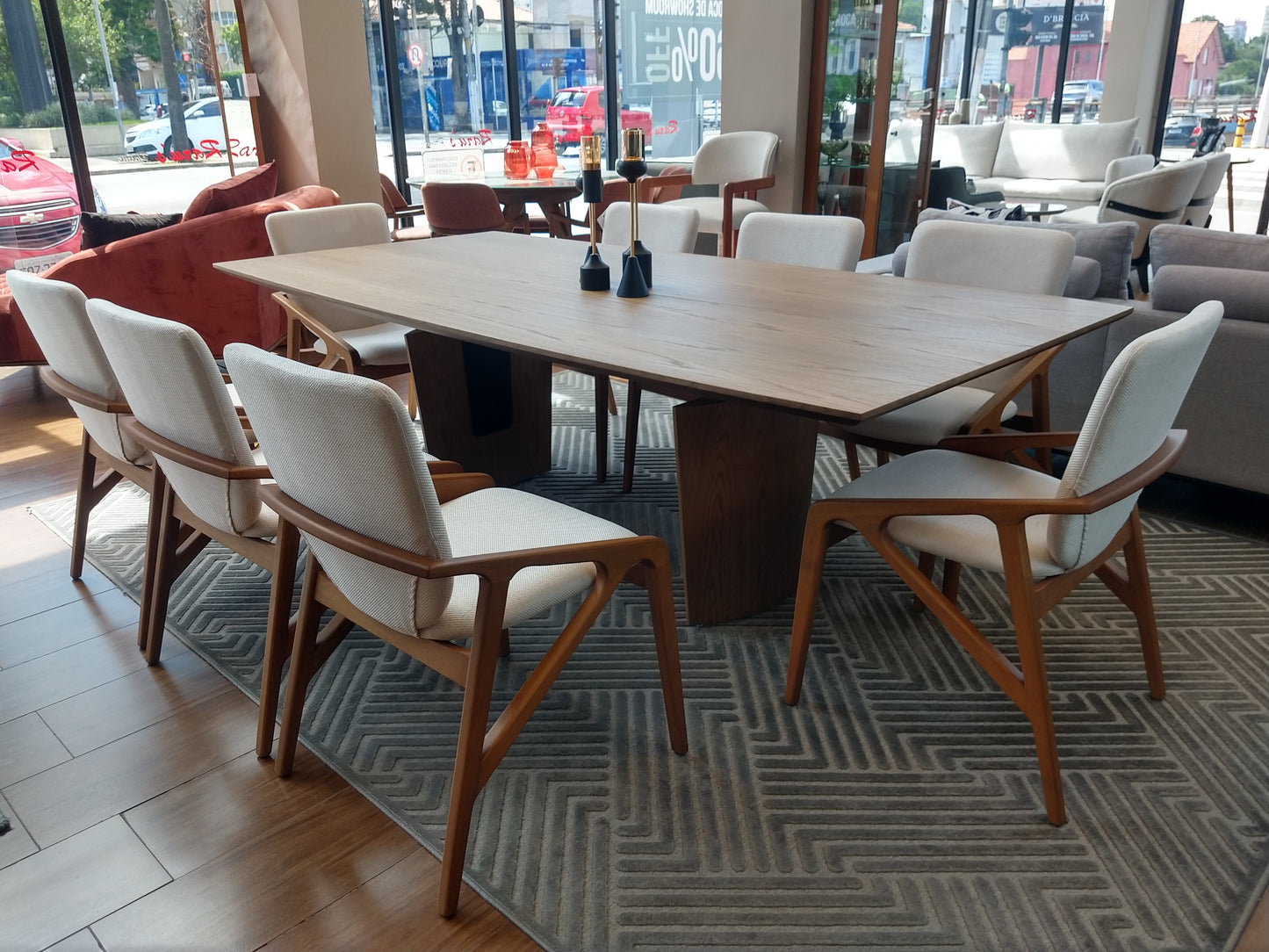 Find Dining Table with Solid Tauari Wood Base and Glass Top 180x90x77cm