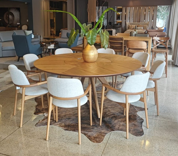 Ambiente 3 com Find Dining Table with Solid Tauari Wood Base and Glass Top 180x90x77cm